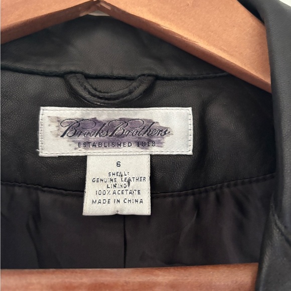 Brooks Brothers Women’s Black Leather Blazer Jacket size 6. Excellent condition. - Picture 2 of 4